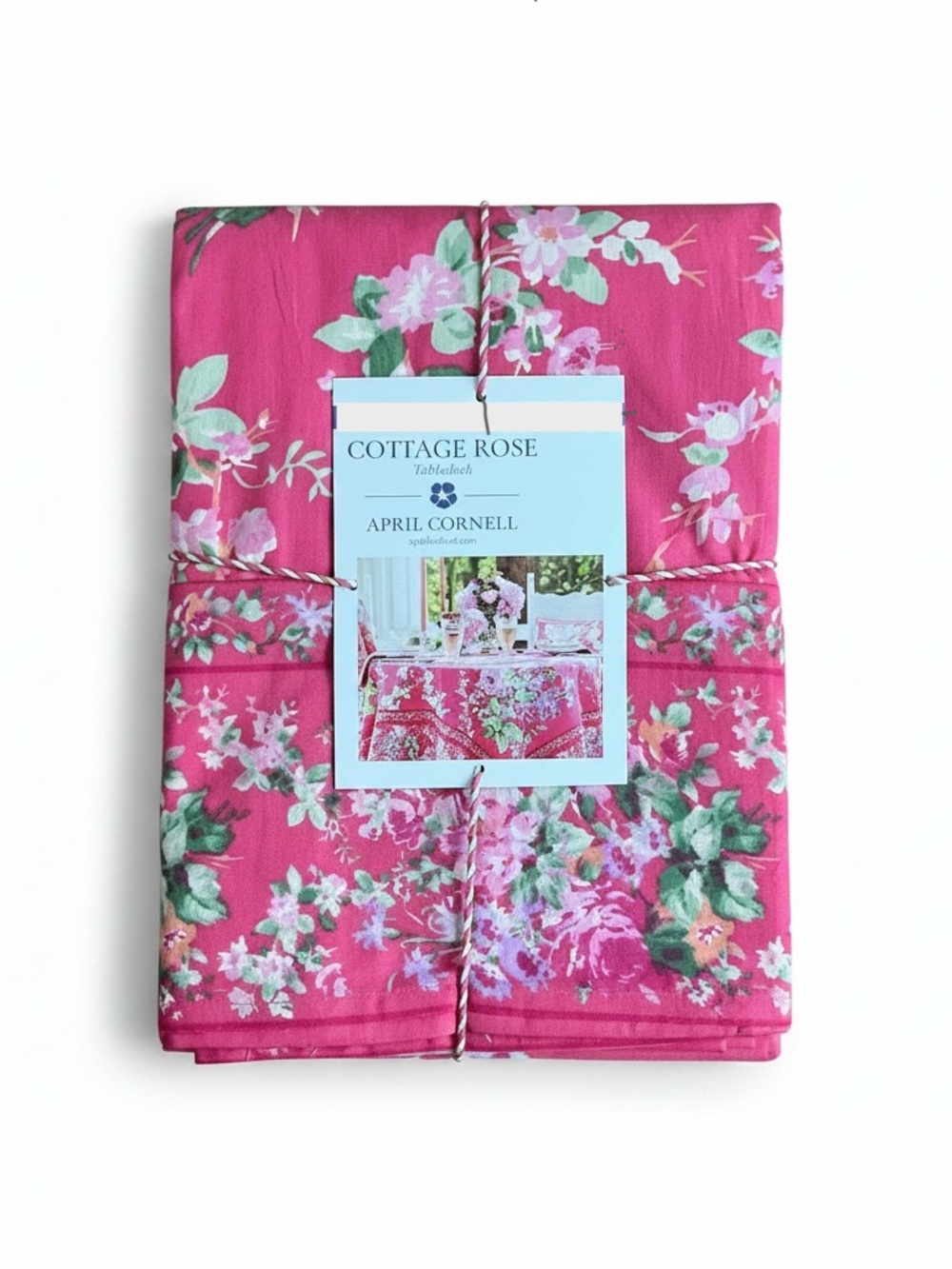 April Cornell Cottage Rose Tablecloth 60x84 Seat 6-8 Pink Green Floral NEW